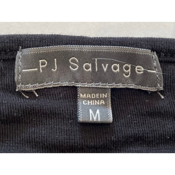 PJ Salvage Black Stretch Frayed Edge Lace Camisole Spaghetti Straps, Size M - Picture 6 of 10